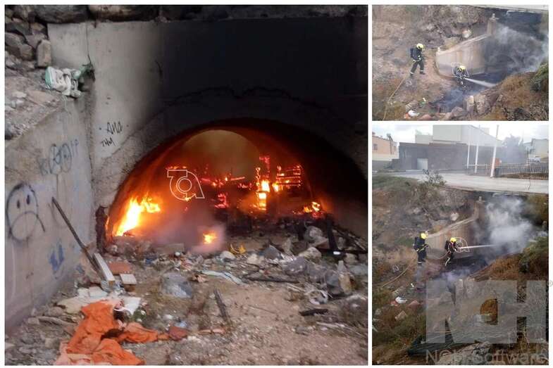 Incendio de esta noche en el túnel subterráneo (Foto TA)